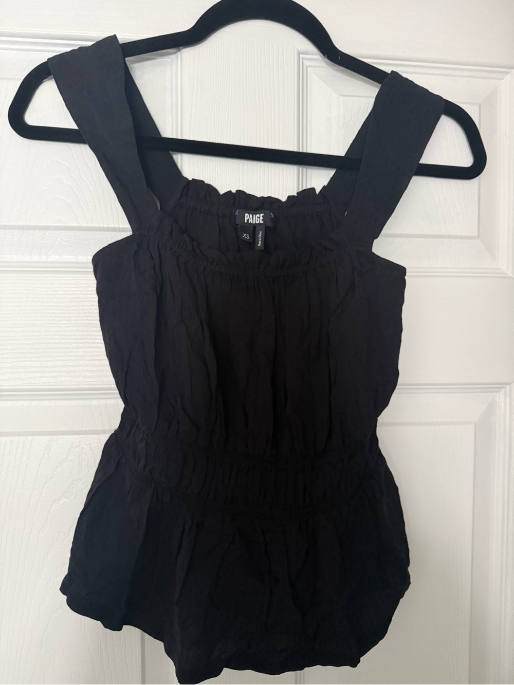 PAIGE Black Smocked Laureth Shirred Tank Size XS NWOT - Picture 3 of 4